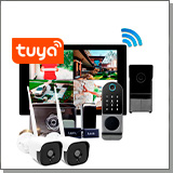 Комплект беспроводной Wi-Fi видеодомофон SkyNet 1000 (1+2+SL-812) + 2 камеры и биометрический замок